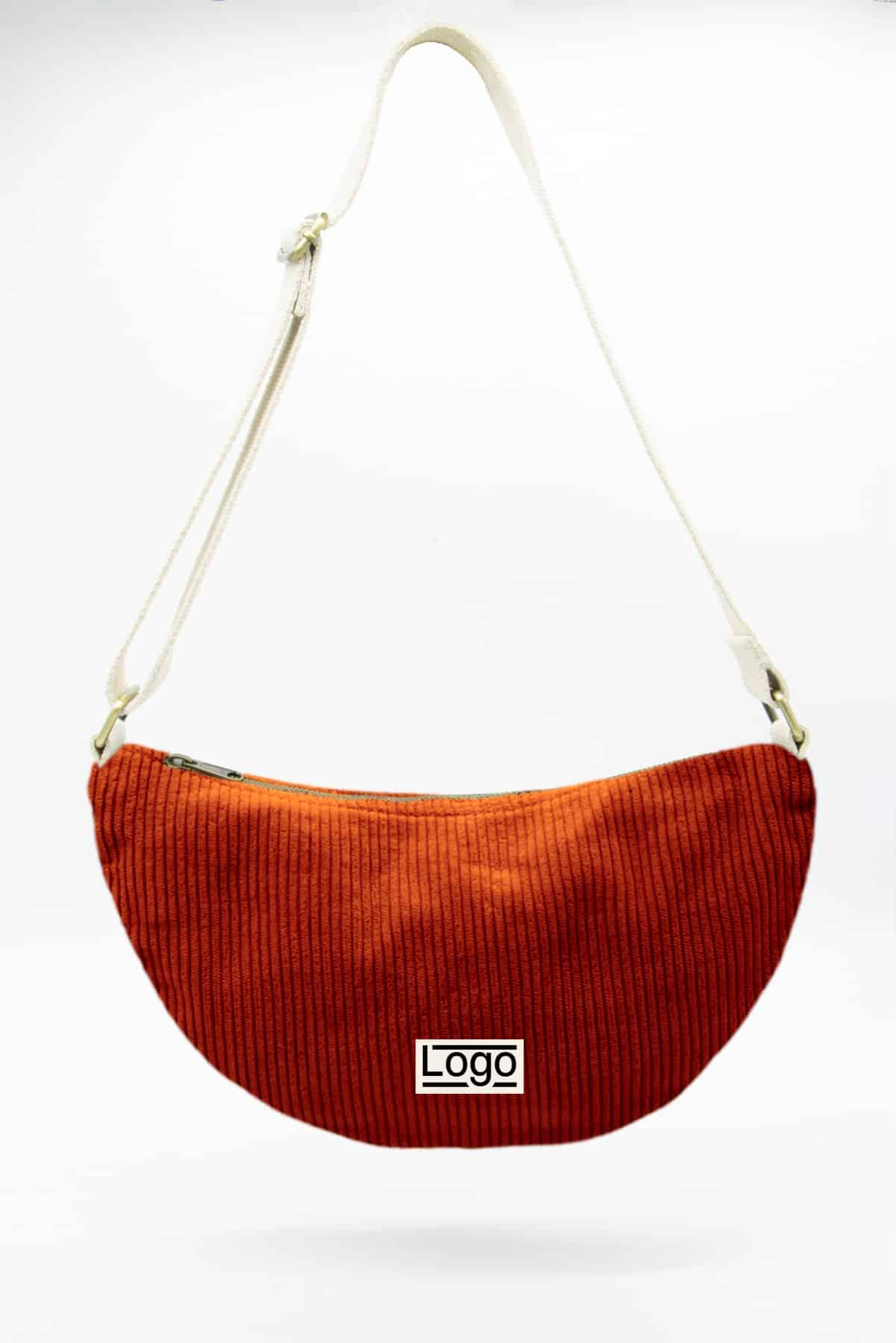 Sac bandoulière promotionnel demi lune Ines Velours brique